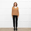 N. Peal Toffee Brown Cashmere V Neck Jumper