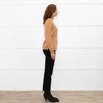 N. Peal Toffee Brown Cashmere V Neck Jumper