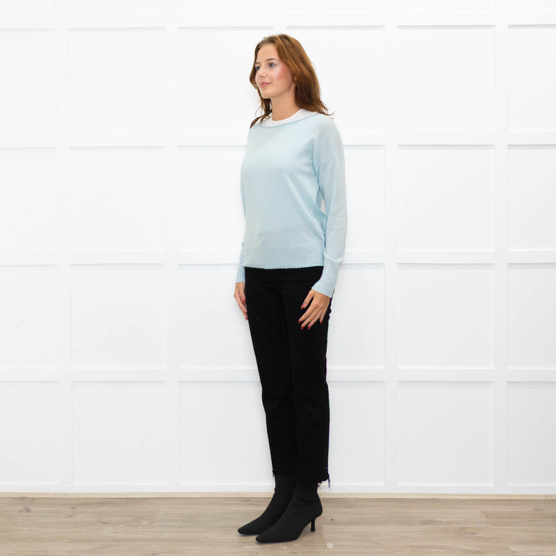 360 Cashmere Ice Blue Boat Neck Jumper