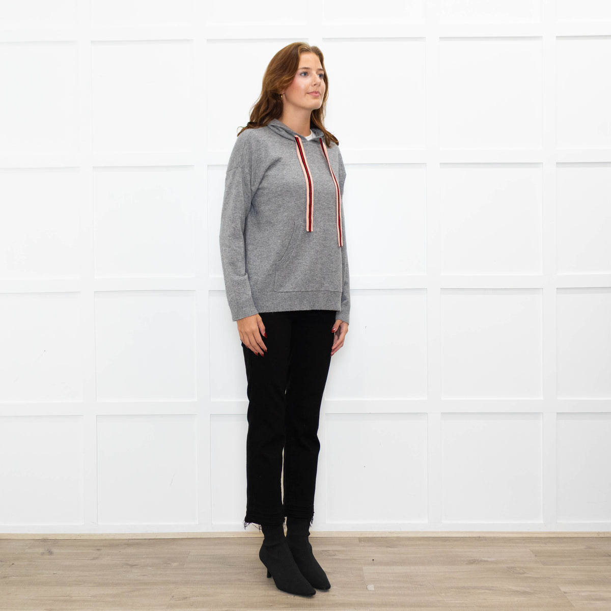 Chinti & Parker Grey Cashmere Blend Hooded Sweater
