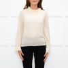 Wyse Cream Textured  Frilled Trim Cotton Sweater