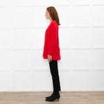 Pure Cashmere Hot Red Fine Knitted Cardigan
