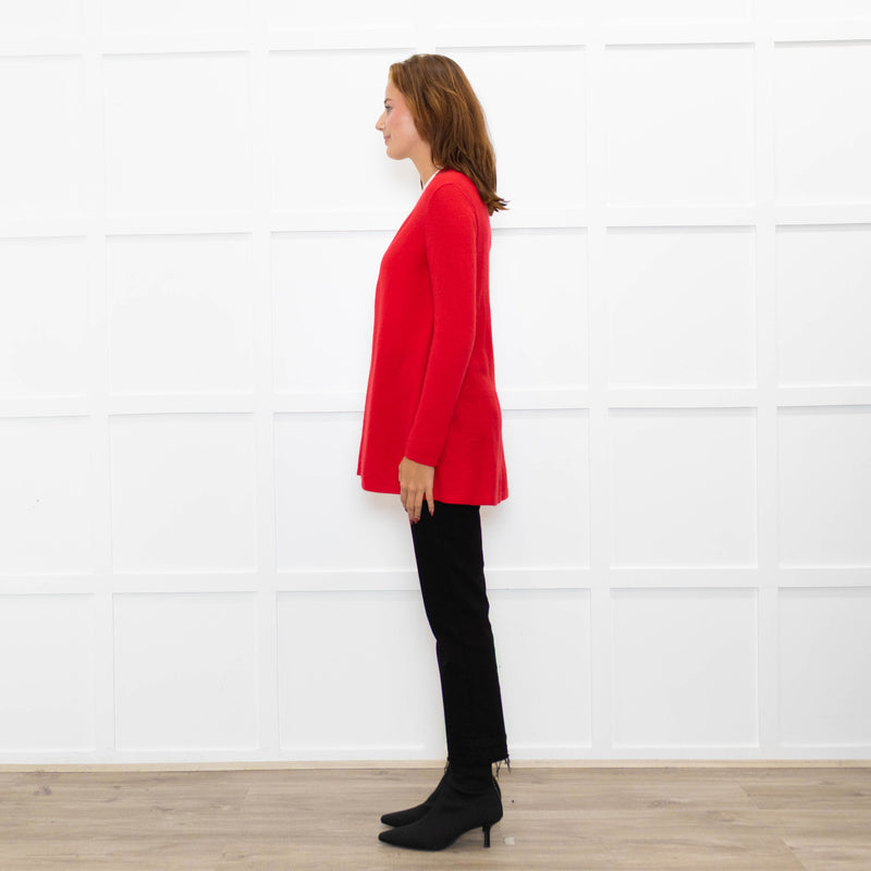 Pure Cashmere Hot Red Fine Knitted Cardigan