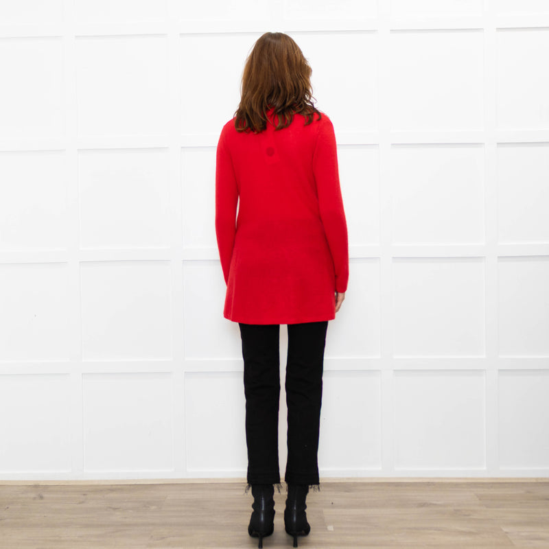 Pure Cashmere Hot Red Fine Knitted Cardigan