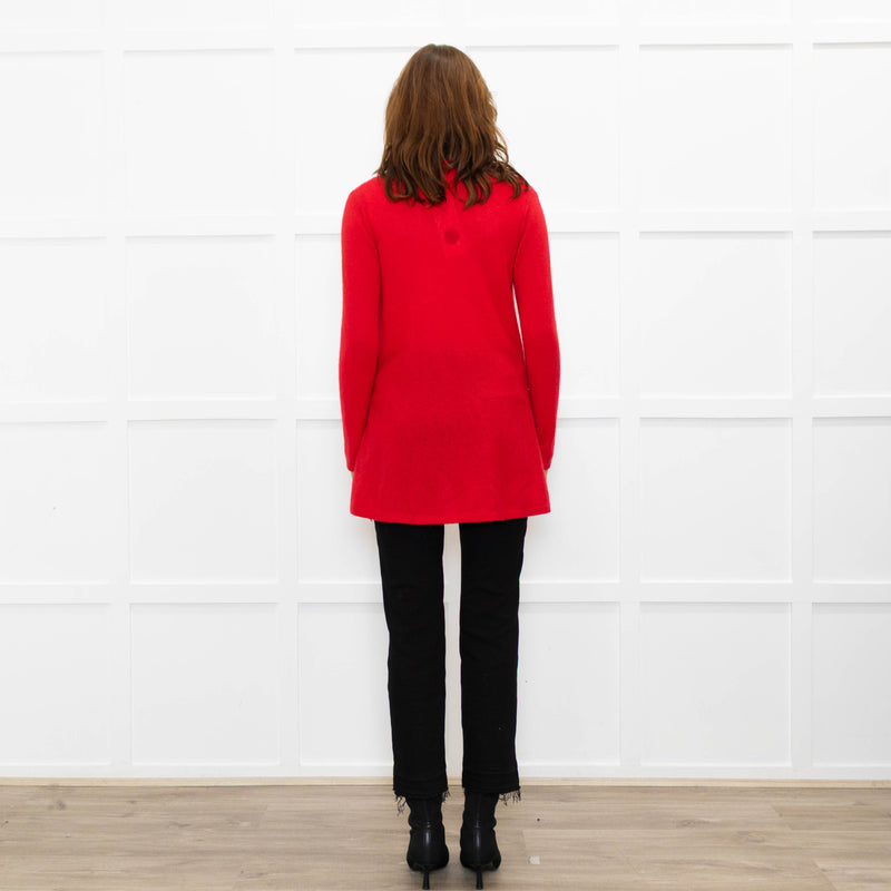Pure Cashmere Hot Red Fine Knitted Cardigan