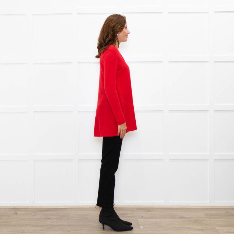 Pure Cashmere Hot Red Fine Knitted Cardigan