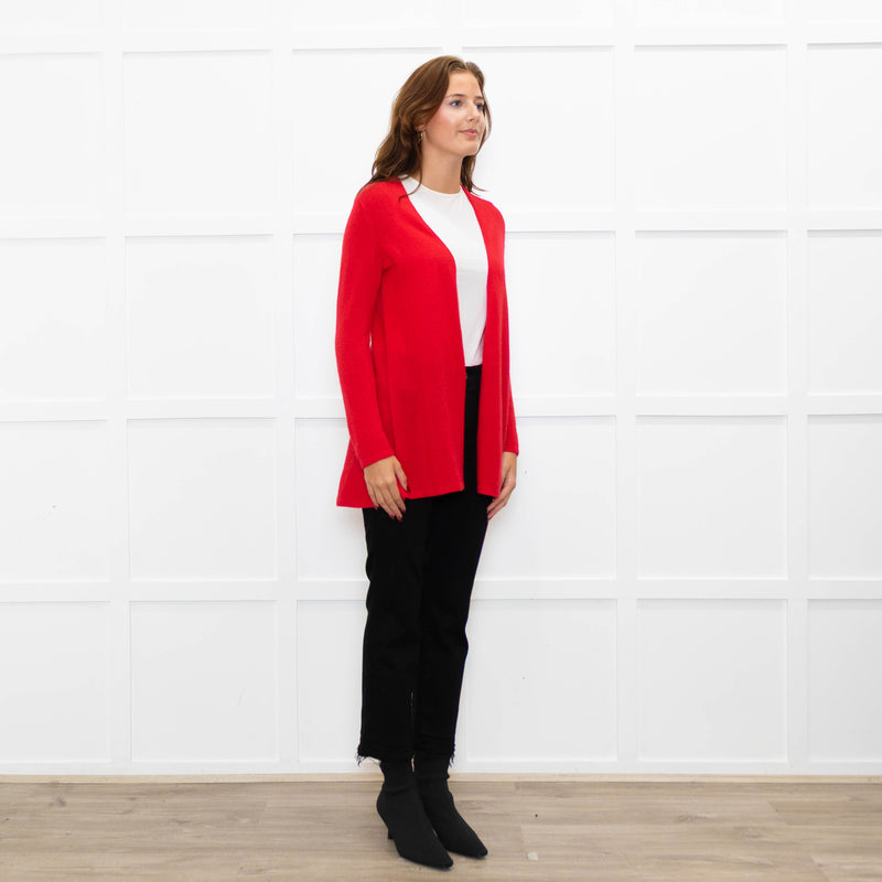 Pure Cashmere Hot Red Fine Knitted Cardigan