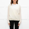 La Maille Sezane Cream White Embroidery Wool Blend Jumper