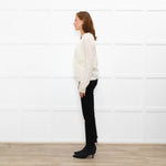 La Maille Sezane Cream White Embroidery Wool Blend Jumper