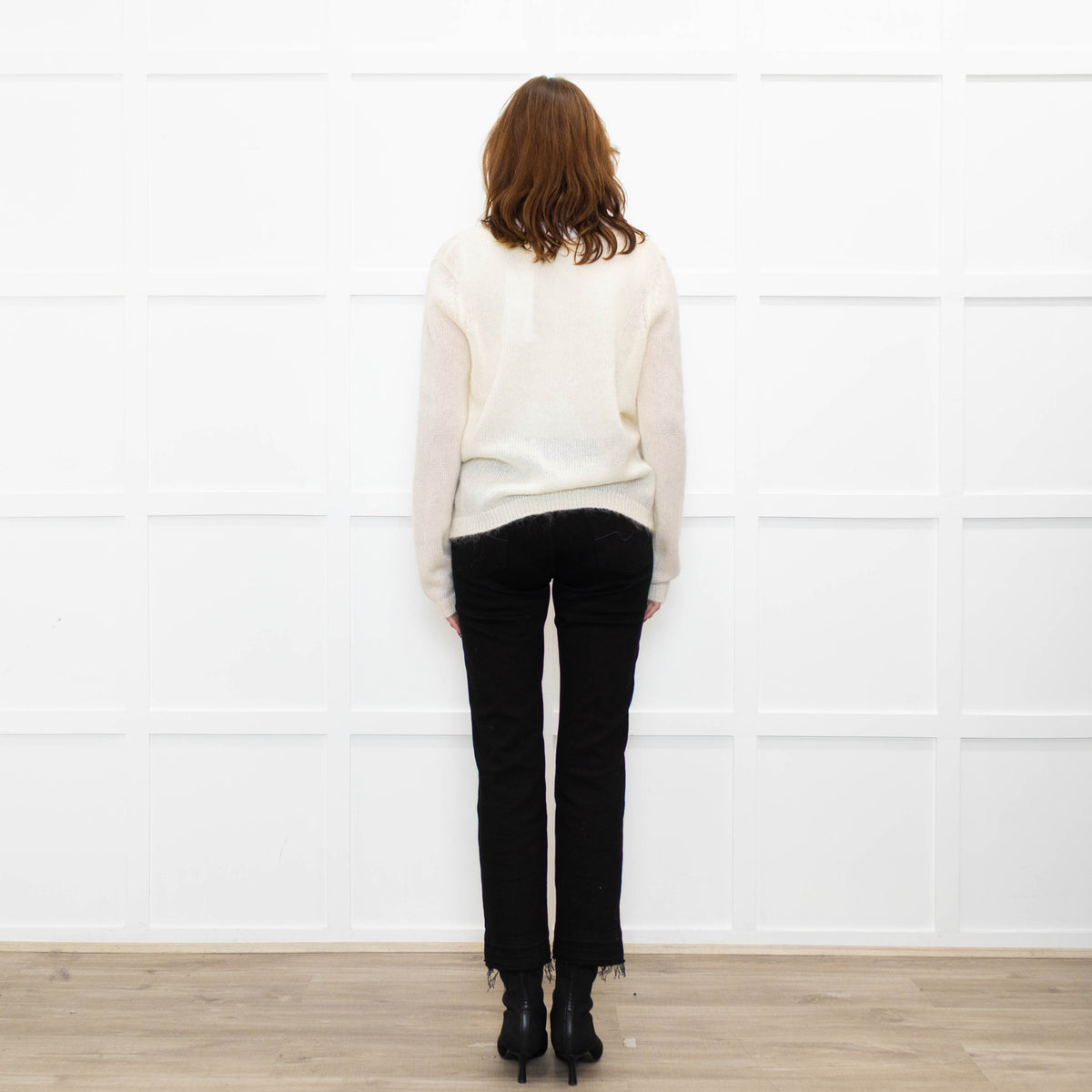 La Maille Sezane Cream White Embroidery Wool Blend Jumper