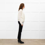 La Maille Sezane Cream White Embroidery Wool Blend Jumper