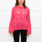 Ganni Bright Pink Mohair Chunky Sweater