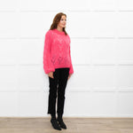 Ganni Bright Pink Mohair Chunky Sweater