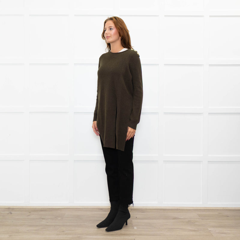 Claudie Pierlot Green Wool Blend Long Front Sweater