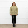 Sandro Olive Green Quilted Oversized Jacket