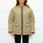 Sandro Olive Green Quilted Oversized Jacket