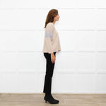 J Crew Beige Embellished Sleeve Sweater