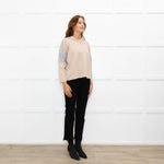 J Crew Beige Embellished Sleeve Sweater