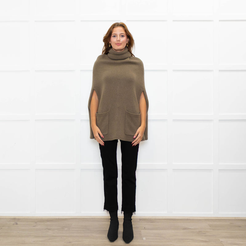 Joseph Olive Green Cashmere High Neck Cape