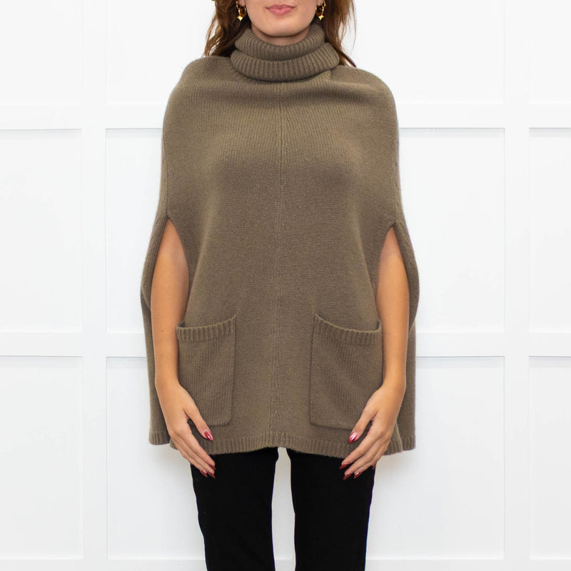 Joseph Olive Green Cashmere High Neck Cape