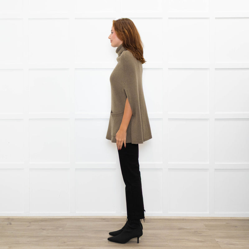 Joseph Olive Green Cashmere High Neck Cape