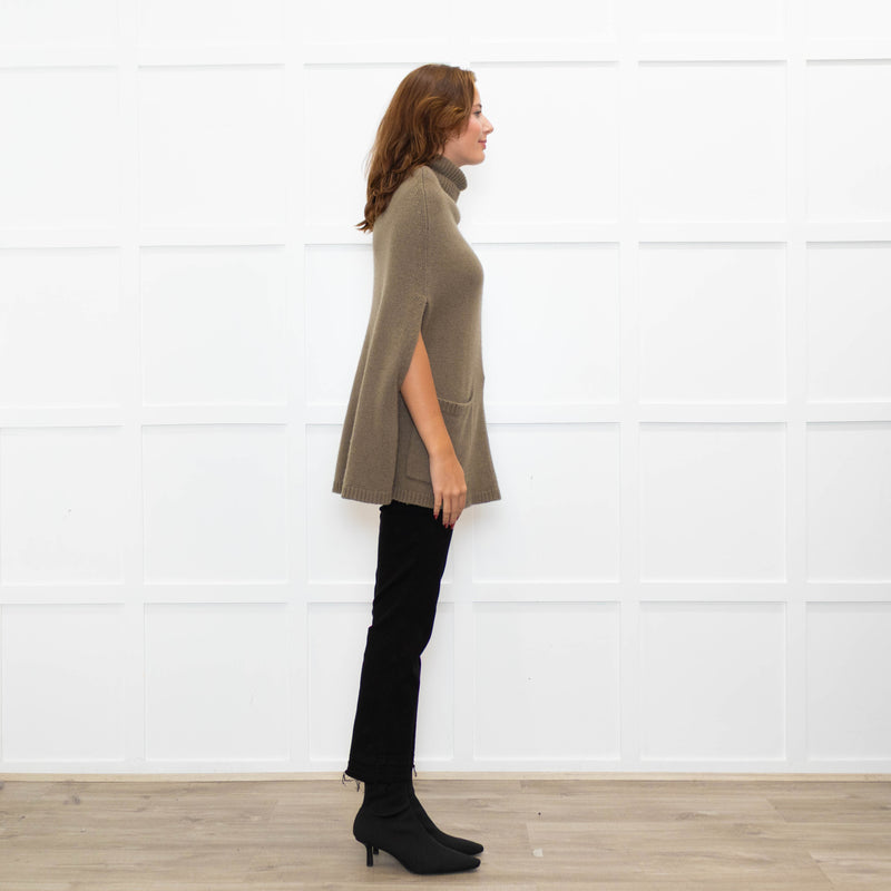 Joseph Olive Green Cashmere High Neck Cape