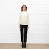 Cocoa Cashmere Cream High Neck Cashmere Cable Sweater