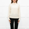 Cocoa Cashmere Cream High Neck Cashmere Cable Sweater
