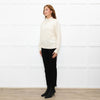 Cocoa Cashmere Cream High Neck Cashmere Cable Sweater