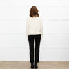 Cocoa Cashmere Cream High Neck Cashmere Cable Sweater