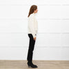 Cocoa Cashmere Cream High Neck Cashmere Cable Sweater