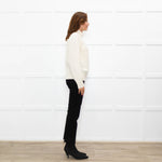 Cocoa Cashmere Cream High Neck Cashmere Cable Sweater