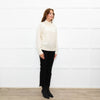 Cocoa Cashmere Cream High Neck Cashmere Cable Sweater