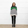 Ermanno Scervino Cream Black Green Striped Cashmere Blend Sweater