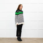 Ermanno Scervino Cream Black Green Striped Cashmere Blend Sweater