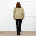 Sandro Olive Green Quilted Oversized Jacket