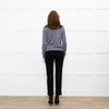 Sandro Grey Black Lace Detail Fine Sweater