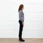 Sandro Grey Black Lace Detail Fine Sweater