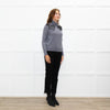 Sandro Grey Black Lace Detail Fine Sweater