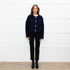 Maje Navy Blue Wool Blend Gold Press Stud Short Jacket
