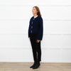 Maje Navy Blue Wool Blend Gold Press Stud Short Jacket