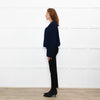 Maje Navy Blue Wool Blend Gold Press Stud Short Jacket