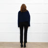 Maje Navy Blue Wool Blend Gold Press Stud Short Jacket