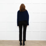 Maje Navy Blue Wool Blend Gold Press Stud Short Jacket