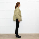 Sandro Olive Green Quilted Oversized Jacket
