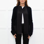 Joseph Black Cotton Fabric Trim Edge To Edge Cardigan