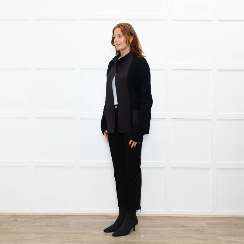 Joseph Black Cotton Fabric Trim Edge To Edge Cardigan