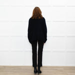 Joseph Black Cotton Fabric Trim Edge To Edge Cardigan