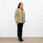 Sandro Olive Green Quilted Oversized Jacket
