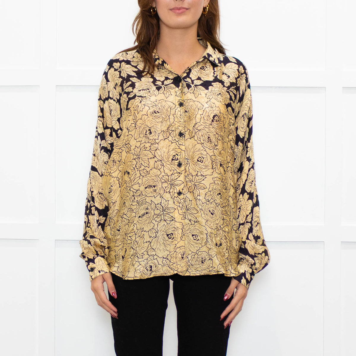 Mes Demoiselles Gold and Black Floral Blouse